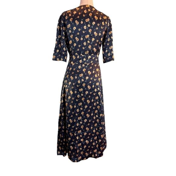 NWOT Really Wild Midi Dress 100% SILK Dress Blue w/ Floral Fully Lined UK 8 US 2 - Picture 2 of 10